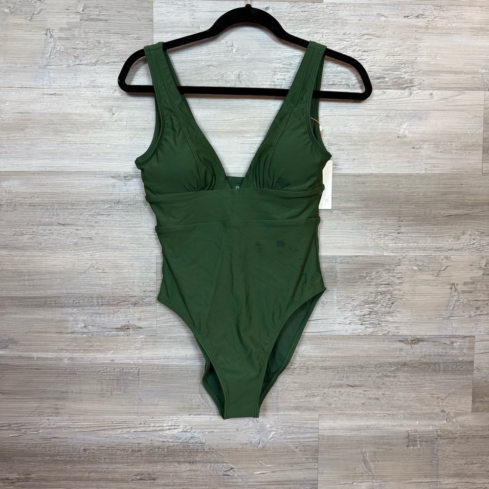 Quince Italian Plunge One-Piece Swimsuit - Green - Size Small - Picture 2 of 16